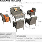 HOOOWOOO Patio Furniture Set,6 Pieces Outdoor Conversation Set,All Weather Wicker Loveseat Sofa Set with High Back Chairs Table,Black