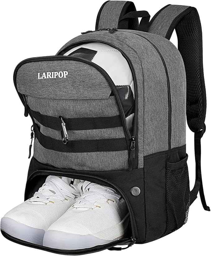 LARIPOP Soccer Backpack Soccer Bag with Ball Holder & Shoe Compartment Youth Sports Equipment Training Bag