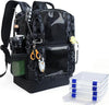 Fishing Tackle Backpack with 4 Tackle Boxes,45L Large Tackle Bag with 2 Rod Holders & Clear Window,Outdoor Fishing Backpack for Fishing,Camping, Hiking,Camouflage