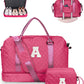 Women Gift, Teen Gifts for Girls-Initial Travel Bag with Shoe Compartment, Personalized Weekender Bag, Monogram Overnight Bag for Women, Letter Travel Bag with Makeup Bag (Letter A) - Roamly