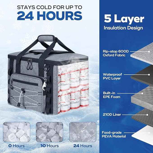 Maelstrom Soft Sided Cooler Bag, 30/40 Can Collapsible Insulated Ice Chest, Large Leakproof Portable Storage for Camping, Travel, Kayaking & Beach