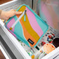 PackIt Freezable Classic Lunch Box, Retro Wave, Built with ECOFREEZE Technology, Fully Freezable, Collapsible, Reusable, With Zip Front Pocket and Buckle Handle, Designed for Fresh Lunch On the Go