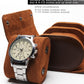 Longjet Watch Roll Travel Case for Men Portable Watches Organizer Box with Removable Velvet Pillow Holder (2 Slot Brown)