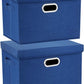 TYEERS Collapsible Storage Bins With Lids, Large Fabric Storage Boxes - 2 Pack - Classic Blue