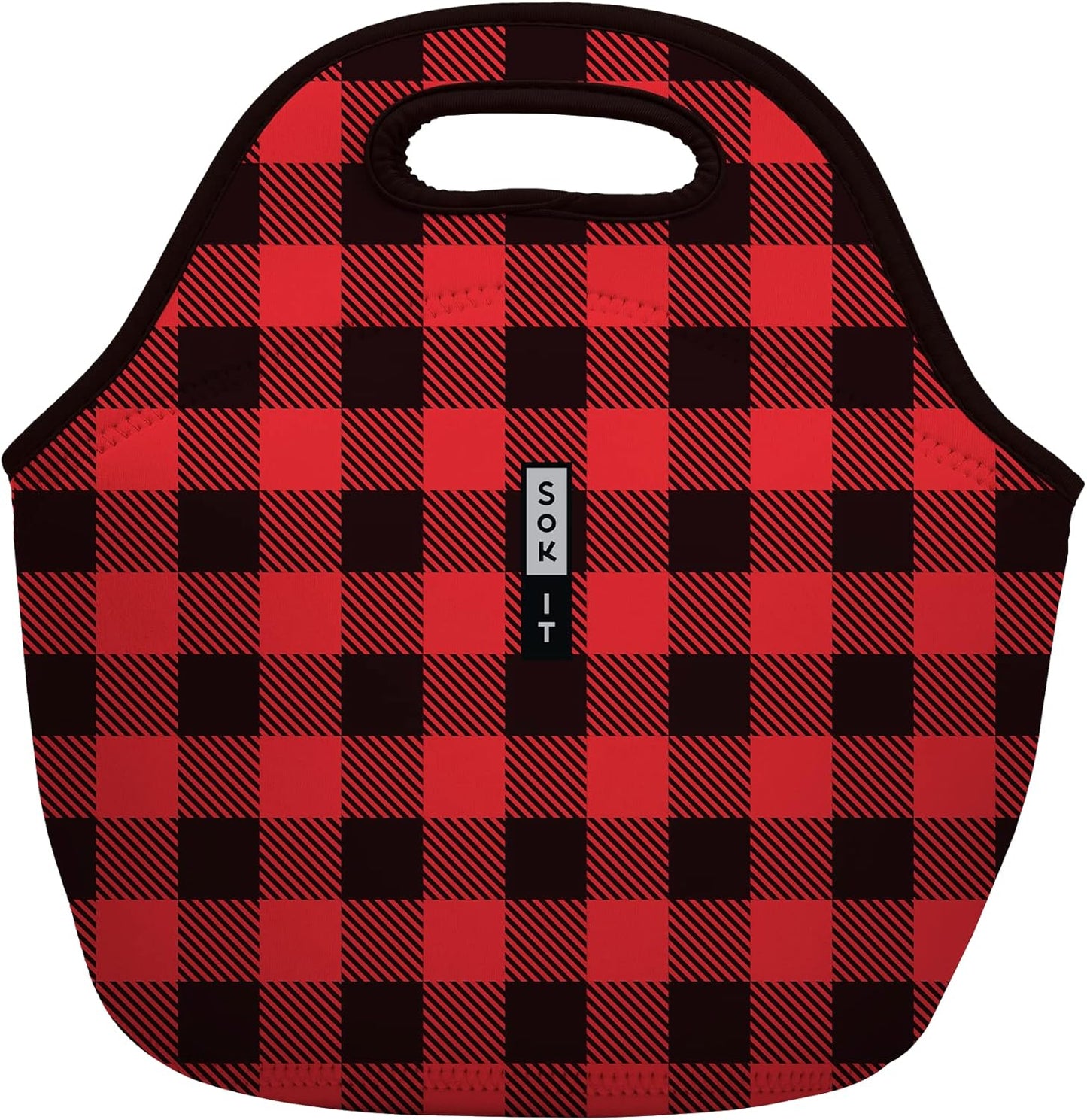 Sok It LunchTote Zippered Bag Insulated Neoprene Caddy (Buffalo Check, Large 4.5 Quart Lunch Tote)