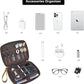 LANNSYNE Full Grain Leather Electronic Organizer Accessory Travel Tech Pouch, Cable Accessories Bag, Storage Carry Case for Charger, Phone, Power Bank, Cables