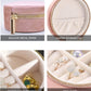 TAIMY Travel Jewelry Box, Mini Round Velvet Travel Jewelry Case for Women Girls, Portable Small Jewelry Travel Organizer Boxes for Rings Earrings Necklaces Bracelets(Blush Peach)