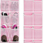 Simple Houseware 24 Pockets - 2PK 12 Large Pockets Over Door Hanging Shoe Organizer, Pink