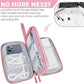 Electronics Travel Organizer,Portable Waterproof Electronic Travel Storage Bag for Small Charging Cord Storage,Charger,Small Electronics,SD Card etc,for Travel,Business - Pink