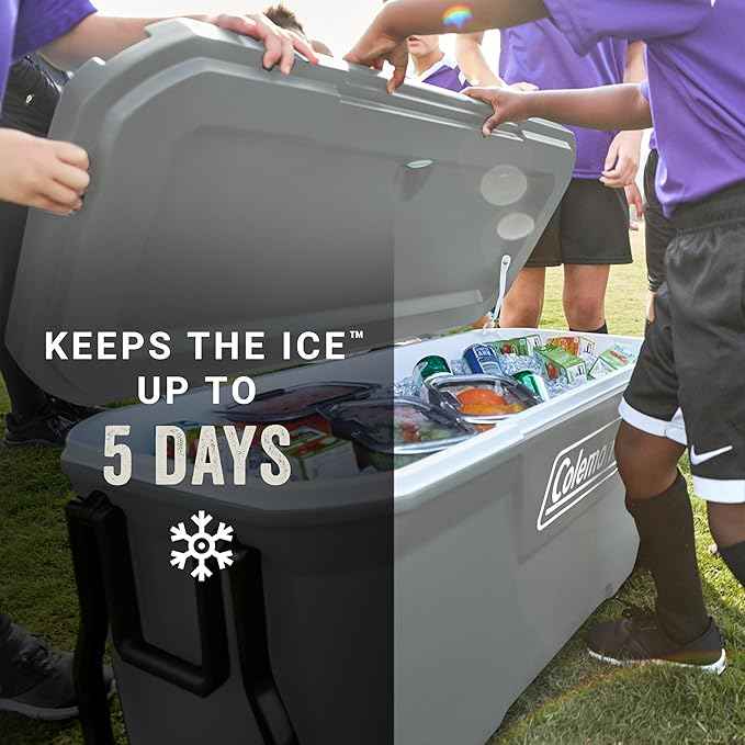 Coleman Classic Series Insulated Portable Rolling Cooler with Wheels, Leak-Resistant Outdoor Hard Cooler Keeps Ice up to 5 Days, 100-Quart