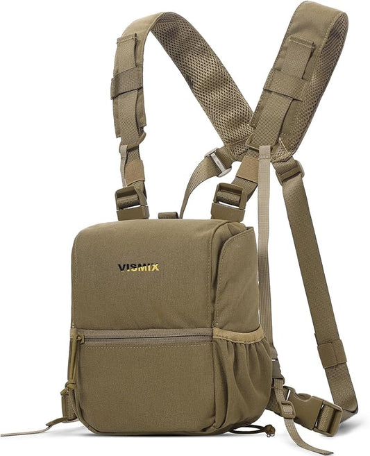 VISMIX Binocular Harness, Adjustable Binocular Harness Chest Pack with Rain Cover for Hunting Hiking Shooting