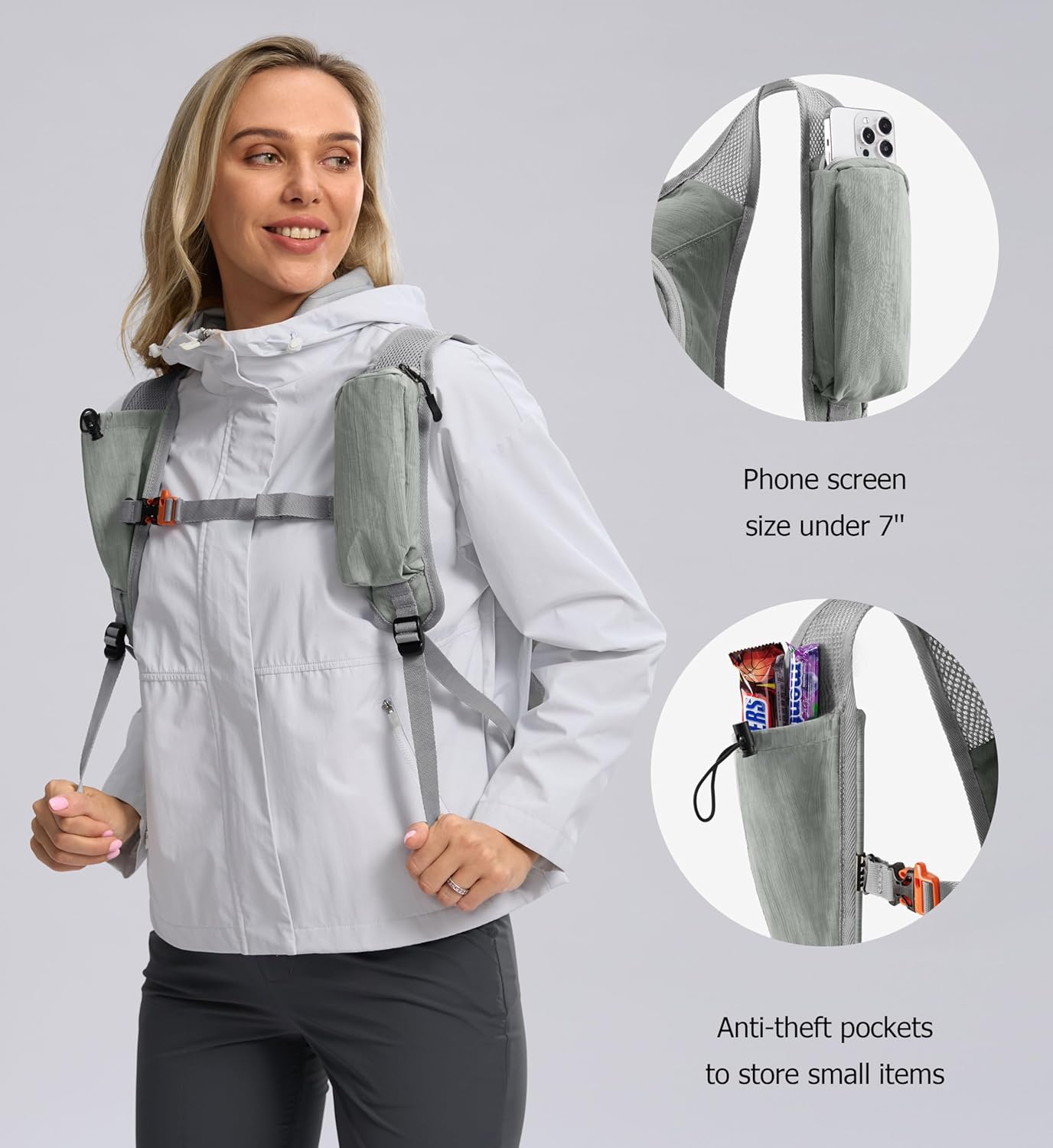 10L Small Hiking Backpack Travel Daypack Lightweight Packable Back Pack for Women Men(Light Grey) - Roamly