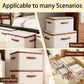 Tuza 3 Pcs Rigid Storage Bins with Zipper Lid, Cotton Linen Fabric Storage Boxes, Foldable Shelves Clothes Storage Cubes with Handles for Wardrobe, Closet(Beige, 25L)