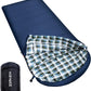 0 Degree Sleeping Bag 100% Cotton Flannel XXL for Adults Big and Tall Cold Weather Winter Zero Degree Camping,Free Compression Sack