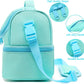 FlowFly Double Decker Cooler Insulated Lunch Bag Large Tote for Boys, Girls, Men, Women, With Adjustable Strap,Light Blue