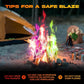 Magic Campfire Fire Color Changing Packets for Fire Pit (50 Pack) Outdoor Fireplaces & Bonfires, Rainbow Colored Flames - Perfect Camping Essential & Accessories - Must Have for Kids & Adults