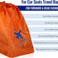 Car Seat Travel Bag and Carrier for Gate Check with Travel Pouch - Bright Orange with Blue Letters for Airport, Airplane Gate Check, Car Trips and Storage Double Backpack Straps | Carseat Bag for sto