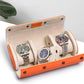 MOZSLY Watch Roll Travel Case 3 Slots Portable Watches Box Organizer Storage Holder Pattern PU Leather