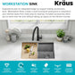 KRAUS Kore 27-Inch Undermount Workstation 16 Gauge Single Bowl Stainless Steel Kitchen Sink with Accessories, KWU110-27