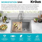 KRAUS Bellucci 25-inch Granite Workstation Drop In Top Mount Single Bowl Kitchen Sink in Metallic Grey with Accessories, KGTW12-25MGR