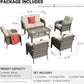 HOOOWOOO Patio Furniture Set,6 Pieces Outdoor Conversation Set,All Weather Wicker Loveseat Sofa Set with High Back Chairs Table,Beige