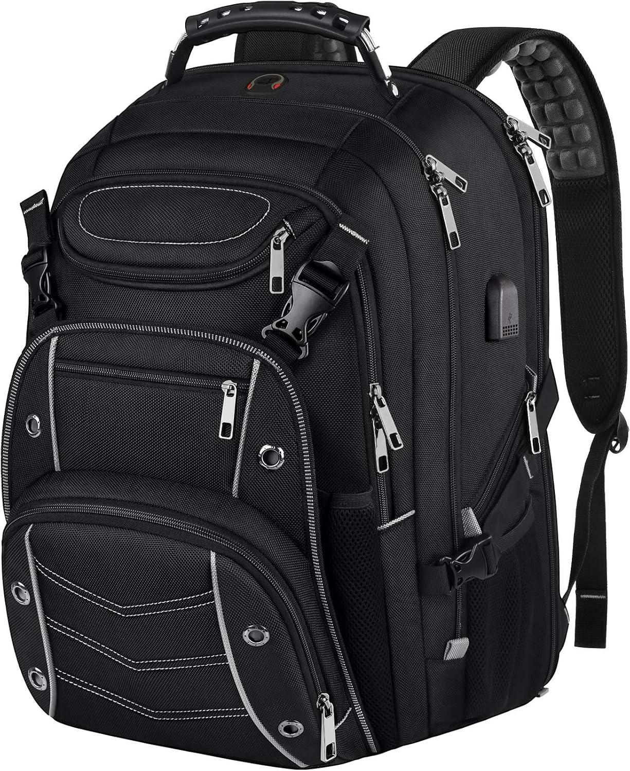 VECKUSON 18.4 Laptop Backpack for unisex, 60L Extra Large Gaming Laptops Back Bag with USB Charger Port,TSA Friendly Flight Approved and RFID Anti-Theft Pocket Heavy-duty Pack,21.3*15.7*11.8inch Grey - Roamly