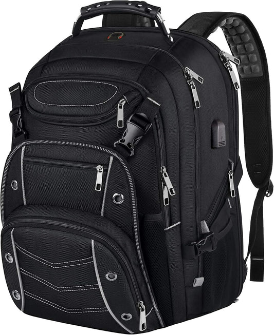 VECKUSON 18.4 Laptop Backpack for unisex, 60L Extra Large Gaming Laptops Back Bag with USB Charger Port,TSA Friendly Flight Approved and RFID Anti-Theft Pocket Heavy-duty Pack,21.3*15.7*11.8inch Grey - Roamly