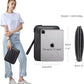 LANNSYNE Full Grain Leather Travel Cable Accessories Bag, Electronic Organizer Carry Case Double Layer Storage Case for Cables, Charger, Phone, Power Bank