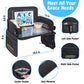 MENZOKE Kids Travel Tray, Travel Tray for Kids Car Seat with Educational Drawing Board, Tablet Holder & Cooler Cup Holder, Portable Road Trip Essentials Child's Gifts for Car Trip, Airplane, Black