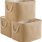 TheWarmHome Organization and Storage Basket for Organizing - 3 Pack 16x12x12 inch Cube Fabric Storage Cubes, Storage Bin for Shelves Gift Closet Organizer Cloth Toy (Beige)