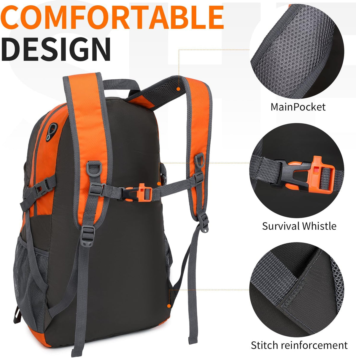 40L Hiking Backpack Lightweight Daypack Waterproof Travel Camping Backpack for Men Women Sport Packable - Roamly