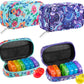 Serfeymi Weekly Travel Pill Organizer 2 Times A Day AM PM Rainbow Pill Box 7 Day with Zipper Canvas Pill Case, Medicine Organizer for Pills, Vitamins, Fish Oils - Green 01+ Purple 01