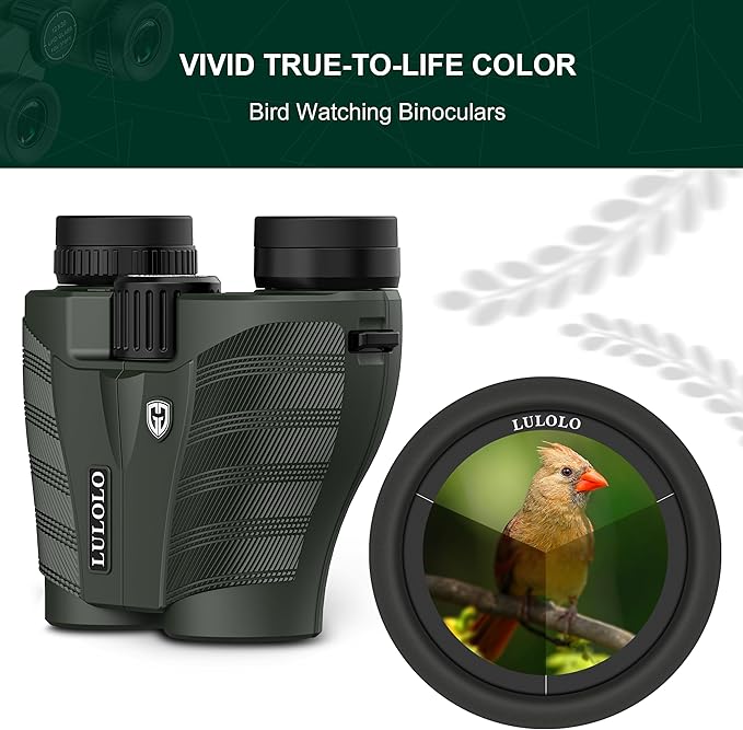 12x28 Compact HD Binoculars for Adults High Powered - Large View Binoculars with Clear Low Light Vision - Super Bright Lightweight & Waterproof Binocular for Bird Watching Travel Hunting Cruise