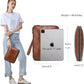LANNSYNE Full Grain Leather Travel Cable Accessories Bag, Electronic Organizer Carry Case Double Layer Storage Case for Cables, Charger, Phone, Power Bank