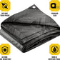 Core Tarps Extreme Heavy Duty 20 Mil Tarp Cover, Waterproof, UV Resistant, Rip and Tear Proof, Poly Tarpaulin with Reinforced Edges for Roof, Camping, Patio, Pool, Boat (Grey Wood/Black 12′ X 16′)