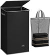 SOLEDI Laundry Hamper Black with Lid and Removable Bag - 100L Large and Tall Laundry Basket Collapsible with Handle for Clothing and Toys Storage - Dirty Clothes Hamper for Bedroom, bathroom, dorm