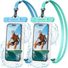 UNBREAKcable Waterproof Phone Pouch-2 Pack IPX8 Waterproof Phone Case for iPhone 16 15 14 13 12 11 Pro Max & Samsung S25 S24-Dry Bag & Travel Essentials for Beach, Pool, Kayak & Cruise-7" Blue+Green