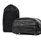 10" Premium Leather Toiletry Travel Pouch With Waterproof Lining | King-Size Handcrafted Vintage Dopp kit By Aaron Leather Goods (Grease Black) - Roamly