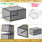 12 Pack Clear Shoe Storage Organizer with Magnetic Door, Stackable Plastic Shoe Boxes for Sneakers, Boots, and Heels, Space-Saving Foldable Shoe Rack for Closet, Durable Shoe Cabinet Organizer, Black