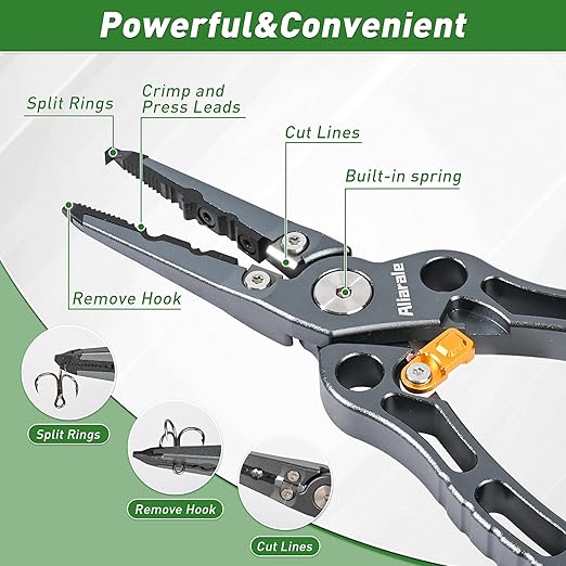 Fishing Pliers,Fish Lip Gripper & Scale Combo - Saltwater Resistant Fishing Tools Kit,Multitool Hook Remover and Split Ring Pliers with Sheath,Fishing Gear,Fishing Gifts for Men