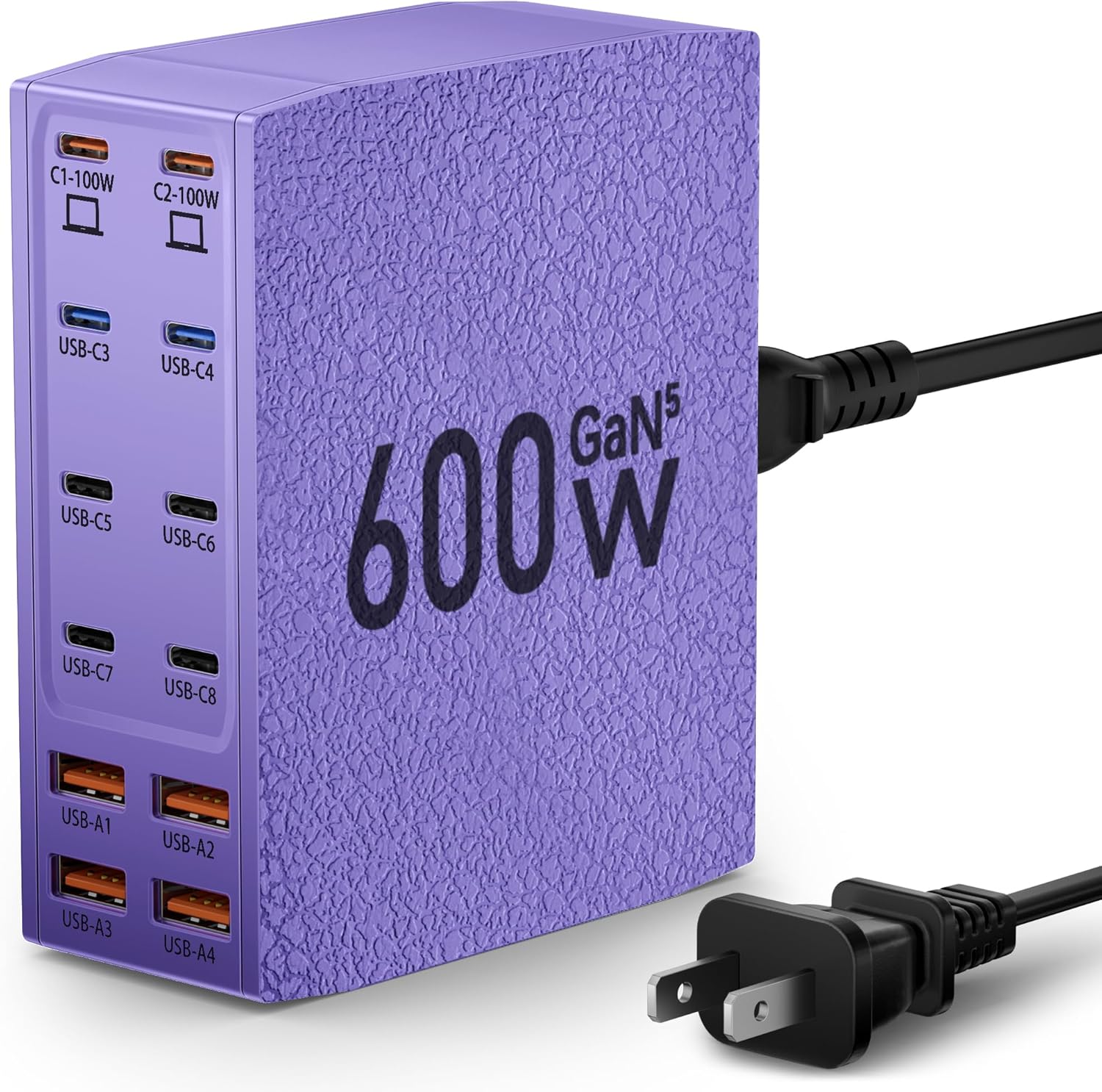 USB Charging Station (600W),12-Port USB C Charger Block with Dual 100W PD USB-C Fast Charging Station Hub for MacBook Pro/Air/All iPad Phone 17/16 15/14/13/Pro Max/Samsung Galaxy Note(Purple) - Roamly