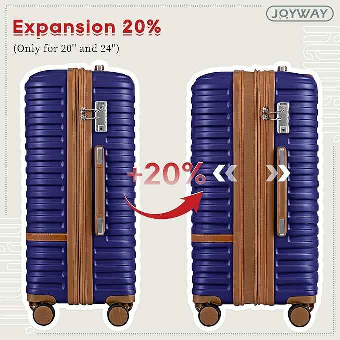 Joyway 28 Inch Luggage with Spinner Wheels, Lightweight Hard Shell Large suitcase, 3 Piece Luggage Sets with TSA Lock, Navy