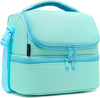 FlowFly Double Decker Cooler Insulated Lunch Bag Large Tote for Boys, Girls, Men, Women, With Adjustable Strap,Light Blue