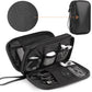 Leather Travel Electronic Organizer - Double Layer, Waterproof Case for Cables, Chargers, Phones & More - Portable, Shockproof Pouch for All Your Electronics Accessories (Black, M)
