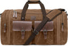 Waxed Canvas Duffle Bag for Men 50L Travel Duffel Bags Expandable Genuine Leather Duffel Overnight Weekender Carry On Bag Two Zipper Pockets Travel Bag (Vintage Dark Brown, Large-50L) - Roamly