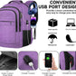 Lapsouno Travel Backpack, Travel Laptop Backpack, Multiple Pockets 15.6 Inch Carry on Backpack with USB Port, TSA Friendly Water Resistant College School Business Bag for Women, Purple - Roamly