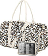 Women Duffle Weekender Travel Bag: Large Duffel Bags with Shoe Compartment Carry On Overnight Tote Bag with Wet Pocket Toiletry Bag Traveling Weekend Gym Yoga Hospital Bags for Womens Leopard