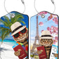 2 Pack Luggage Tag for Suitcase Funny Cat Passport Leather Travel Cruise Luggage Tag with Stainless Steel Loop Name ID Label Privacy Cover for Adults Teens Travel Bag Labels Set