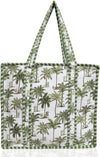 Cotton Quilted Tote Bag for Women – Large Beach & Travel Tote with Zipper, Reusable Grocery Bag
