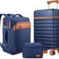 UKEIN Luggage Sets 3 Piece, Carry On Luggage 20In With Spinner Wheels,PC Hardside Suitcase Set with TSA Lock,Durable Carry On Suitcase With Travel Backpack for Men (Blue, 3 piece set (20inch))